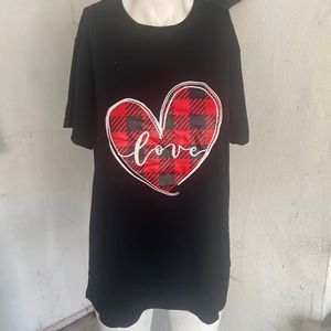 Black shirt with love and heart.